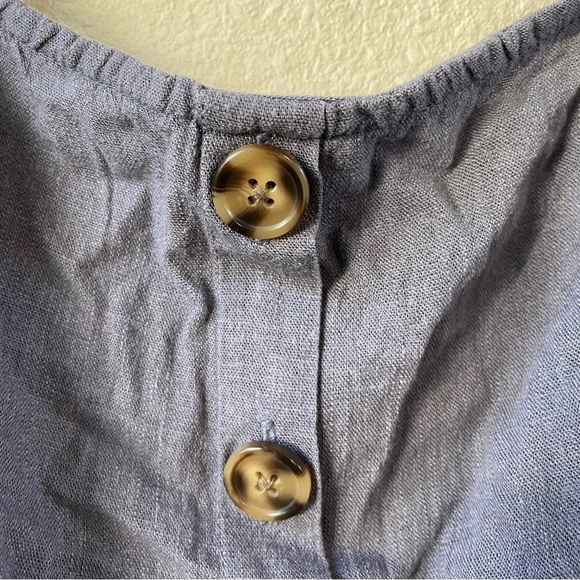 Torrid Linen Blend Button-Front Crop Tank in light steel blue - Picture 6 of 12